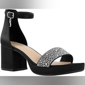 Juicy Couture Black Satin Black Block Heels 8.5